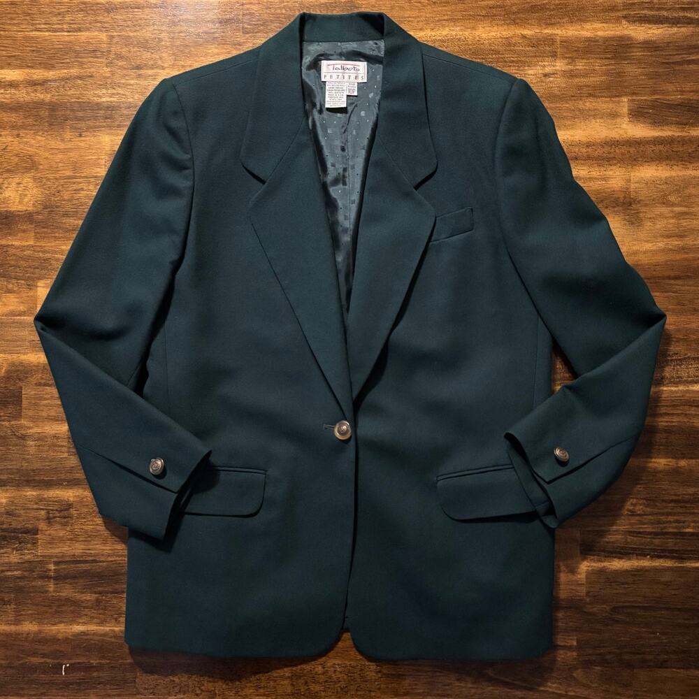 Talbots Women’s 10 Petite Blazer Worsted Wool Single Button Vintage Suit Jacket